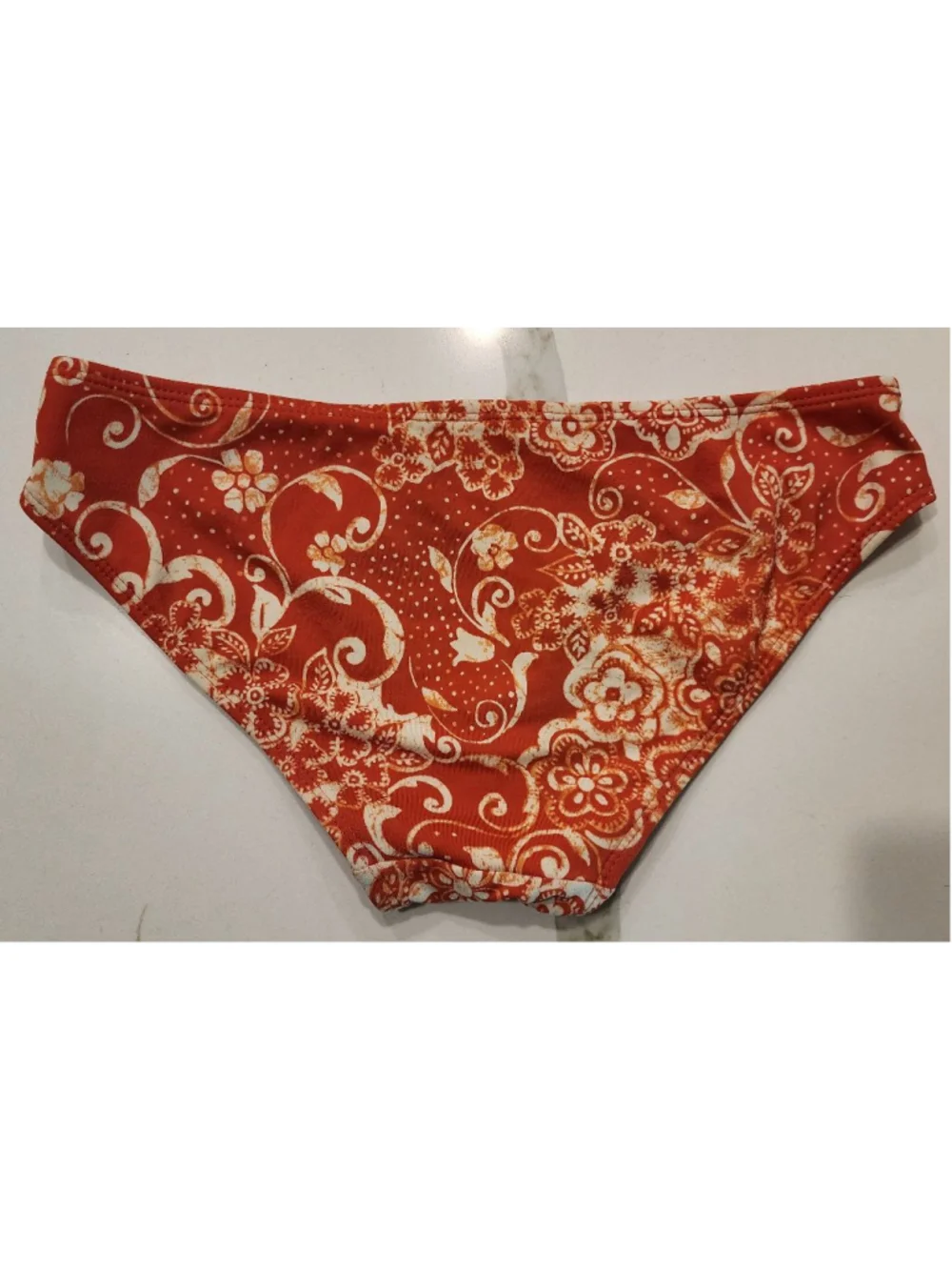 Pool Party Orange Floral Halter Bikini Set Womens XS Triangle Top Cheeky Bottoms - Picture 7 of 12